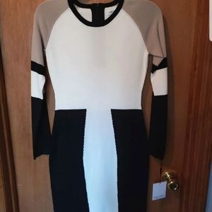 Calvin Klein Black and White Midi Dress